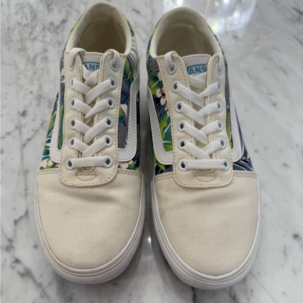 VANS Ward Platform Cream White Paradise Floral Sneakers Women Size 8.5 - Picture 3 of 7